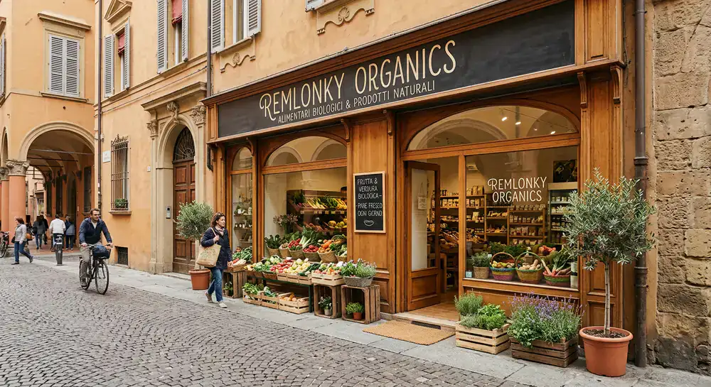 L'esterno del negozio Remlonky Organics a Bologna